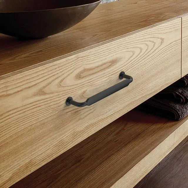 Alt view image 3 of 7 - 10 Pack 5 inch Matte Black Kitchen Cabinet Handles | Heavy-Duty Solid Zinc, 2 Screw Sizes, 5" Hole Center(128mm), Cupboards, Drawers, Dressers, Furniture, Hardware