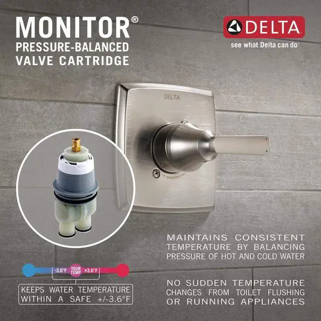 Alt view image 5 of 7 - Foundations 13 Series Single-Function Valve Trim Kit, Chrome Handle Set for Shower Faucet System, Chrome BT13010 (Valve Not Included)