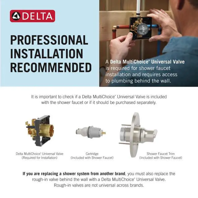 Alt view image 4 of 7 - Foundations 13 Series Single-Function Valve Trim Kit, Chrome Handle Set for Shower Faucet System, Chrome BT13010 (Valve Not Included)