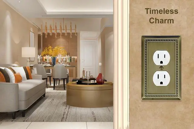 Alt view image 4 of 7 - Single Duplex Outlet Light Switch Cover Belaire Beaded Metal Wall Plate, 4-Pack Antique Brass 1 Gang, for Receptacle Light Switch, Switch Cover Decorative Wallplate, Durable