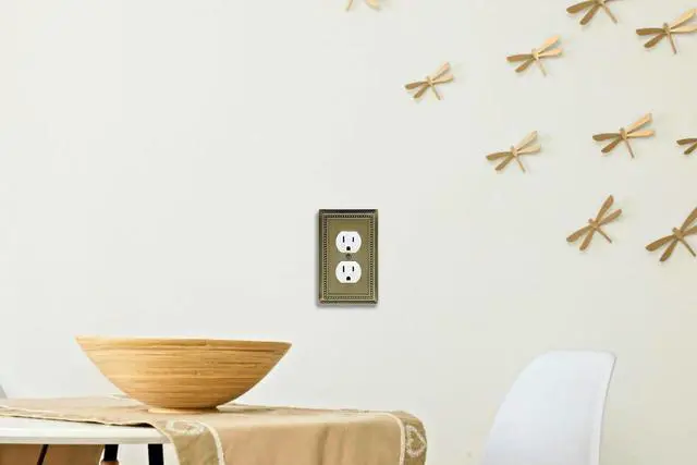 Alt view image 5 of 7 - Single Duplex Outlet Light Switch Cover Belaire Beaded Metal Wall Plate, 4-Pack Antique Brass 1 Gang, for Receptacle Light Switch, Switch Cover Decorative Wallplate, Durable