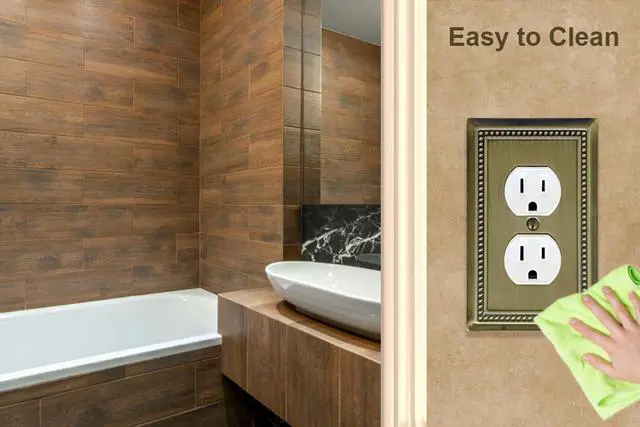 Alt view image 6 of 7 - Single Duplex Outlet Light Switch Cover Belaire Beaded Metal Wall Plate, 4-Pack Antique Brass 1 Gang, for Receptacle Light Switch, Switch Cover Decorative Wallplate, Durable