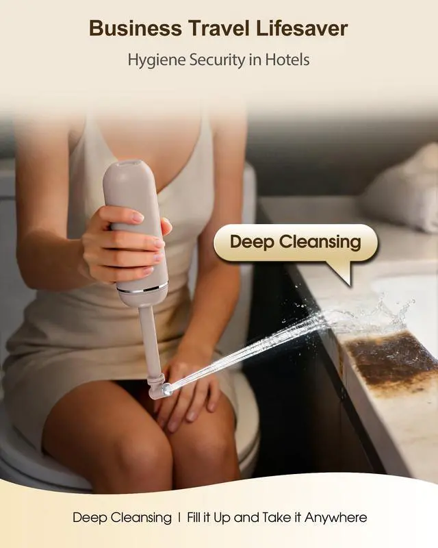 Alt view image 6 of 7 - Portable Bidet for Travel & Camping - Manual Squeeze Peri Bottle Handheld | 3 Leak-Proof Seals | BPA-Free | Feminine Hygiene Care | Postpartum | Extendable Sprayer with Nozzle | for Men&Women-Khaki