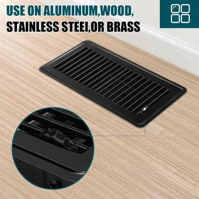 Alt view image 5 of 7 - Floor Register 4x10, 8 Pack Black Floor Vent Covers | Heavy Duty Steel Walkable Floor Vents,Vent Covers for Home Floor