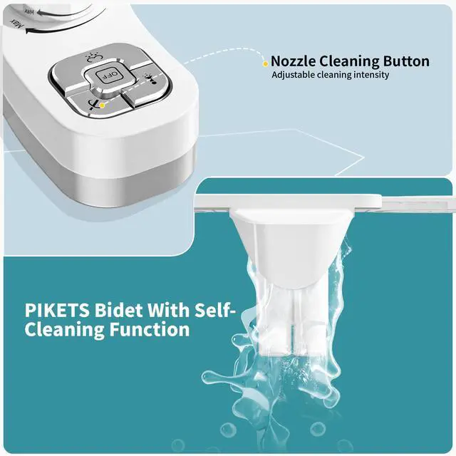 Alt view image 3 of 6 - Bidet Attachment for Toilet, Dual Nozzle (Frontal and Rear Wash) Non-Electric Fresh Water Toilet Seat Attachment with Nozzle Self Cleaning, Adjustable Water Pressure(Chrome Silver)