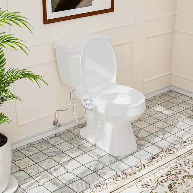 Alt view image 6 of 6 - Bidet Attachment for Toilet, Dual Nozzle (Frontal and Rear Wash) Non-Electric Fresh Water Toilet Seat Attachment with Nozzle Self Cleaning, Adjustable Water Pressure(Chrome Silver)