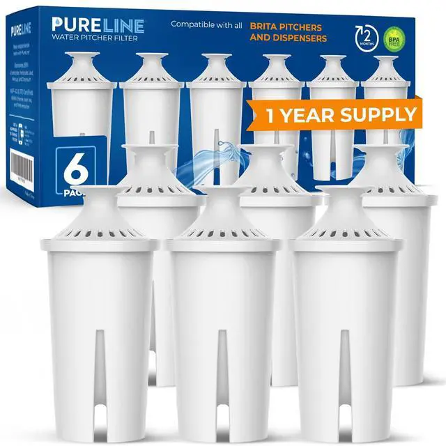 Main image of Replacement for Brita® Filter, Pitchers and Dispensers, Classic 35557, OB03, Mavea® 107007, Replacement for Brita® Pitchers Grand, Lake, Capri, Wave and More (6 Pack)