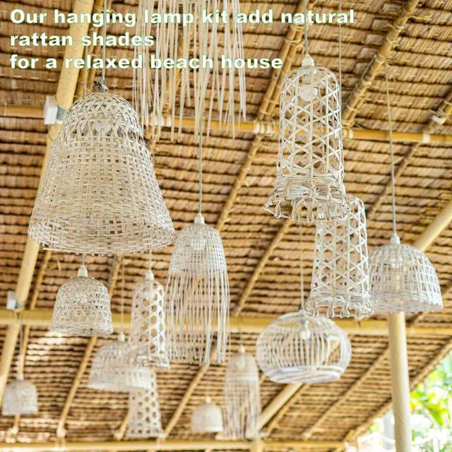 Alt view image 6 of 7 - Plug in Light Socket - 16Ft Pendant Light Cord Kit E26/E27 Light Socket Hanging Lantern Lamp Cord with On/Off Switch,Socket Rings, 2 Pack, White