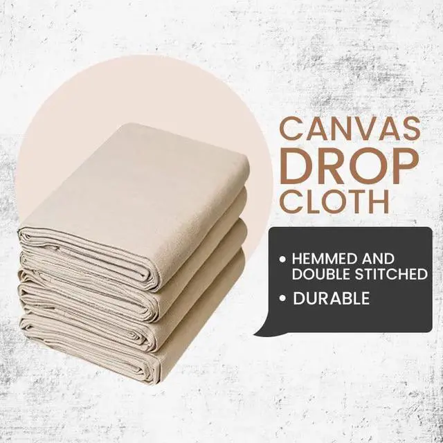 Alt view image 5 of 7 - Canvas Painters Drop Cloth (Size 6 x 9 Feet - Pack of 2) - Pure Cotton Paint Drop Cloth for Painting, Curtains, Furniture & Floor Protection - All Purpose Thick Canvas tarp with Double Stitched Edges