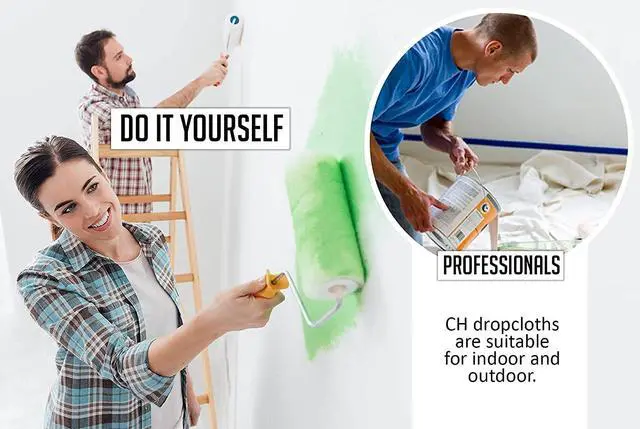 Alt view image 6 of 7 - Canvas Painters Drop Cloth (Size 6 x 9 Feet - Pack of 2) - Pure Cotton Paint Drop Cloth for Painting, Curtains, Furniture & Floor Protection - All Purpose Thick Canvas tarp with Double Stitched Edges