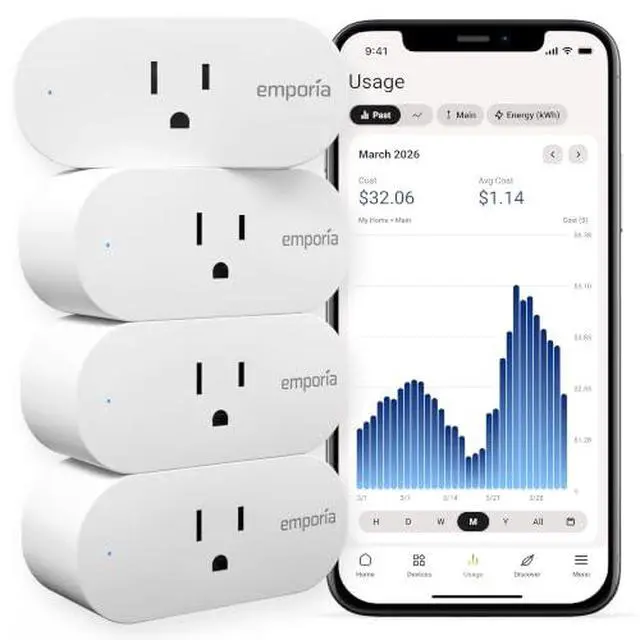 Alt view image 2 of 7 - Energy Monitoring Smart Plug, WiFi Smart Outlet Plug Works with Alexa and Google Home - 15a Outlet with Timer, Mobile App, Home Energy Monitor, Scheduling - 2.4ghz WiFi Only (4 Pack)