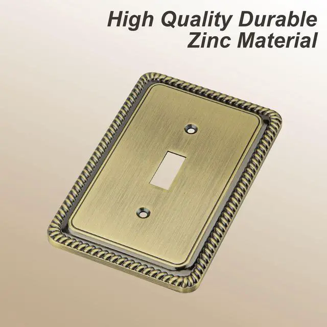 Alt view image 2 of 7 - Rope Edge Decorative Wall Plate Switch Plate Outlet Cover (Single Toggle, 2 Pack, Antique Brass)