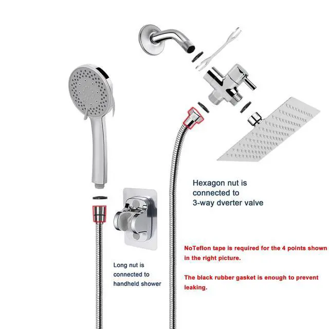 Alt view image 6 of 7 - Filtered Shower Head, High Pressure 8Square, 5 settings Handheld Rain Shower Filter Combo with Self-adhesive Holder/1.5M Hose -1 Replaceable Filter Cartridge (Chrome Finish)