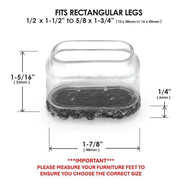 Alt view image 4 of 6 - GorillaOutdoor Berber Furniture Feet Pads with Clear Sleeve Sock (16 Pack) Weatherproof Outdoor Furniture Sliders for Medium Rectangular Legs