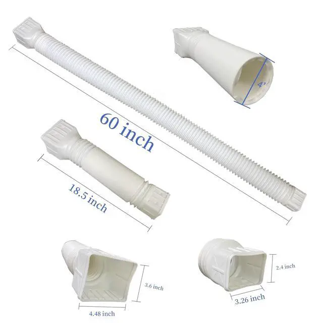 Alt view image 3 of 7 - 2 Pack Flexible Rain Gutter Downspout Extensions,Drain Downspout Extender,Gutter Extension Flexible,Down Spout Drain Extension Pipes,Extendable from 21 to 60 Inches (White)