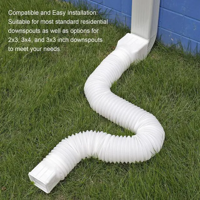 Alt view image 7 of 7 - 2 Pack Flexible Rain Gutter Downspout Extensions,Drain Downspout Extender,Gutter Extension Flexible,Down Spout Drain Extension Pipes,Extendable from 21 to 60 Inches (White)