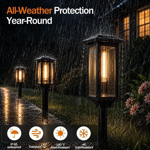 Alt view image 6 of 7 - Solar Pathway Lights Outdoor 8 Pack, Bright Solar Garden Lights | IP65 Waterproof Shatterproof, Auto On/Off Landscape Lighting for Yard Lawn Patio Walkway Driveway Decor 3000K