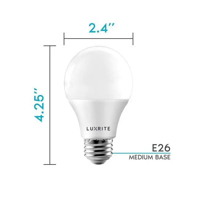 Alt view image 5 of 7 - A19 LED Light Bulb 60W Equivalent, 3000K Soft White Dimmable, 800 Lumens, Standard LED Bulb 9W, E26 Base, Energy Star, Enclosed Fixture Rated, Perfect for Lamps and Home Lighting (4 Pack)