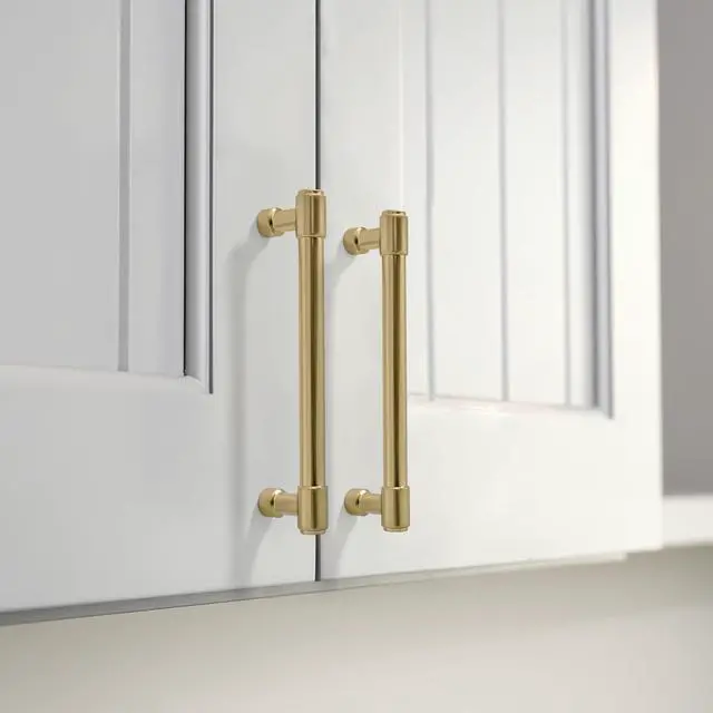 Alt view image 2 of 7 - 10 Pack Brushed Brass Cabinet Pulls 5 Inch(128MM) Hole Centers Kitchen Brushed Gold Cabinet Handles Cabinet Hardware Kitchen Handles for Cabinets Cupboard Handles Drawer Pulls