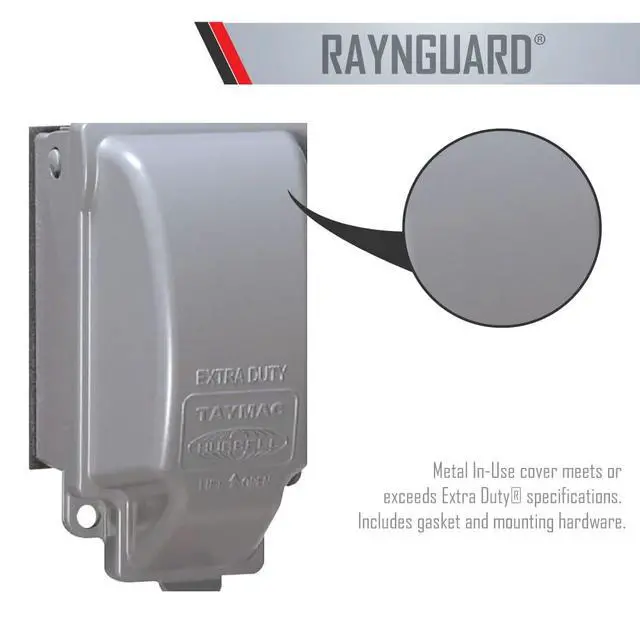 Alt view image 3 of 7 - RaynGuard 1-Gang Weatherproof In-Use Outlet Cover, Vertical, Gray