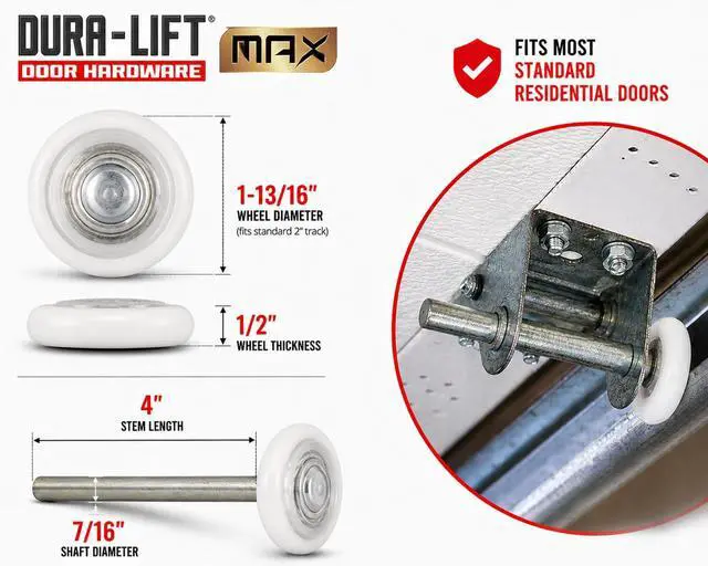 Alt view image 2 of 7 - Ultra-Life MAX 2" Sealed 6200ZZ Bearing Nylon Garage Door Roller, 4" Stem, Pack of 10
