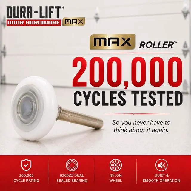 Alt view image 3 of 7 - Ultra-Life MAX 2" Sealed 6200ZZ Bearing Nylon Garage Door Roller, 4" Stem, Pack of 10
