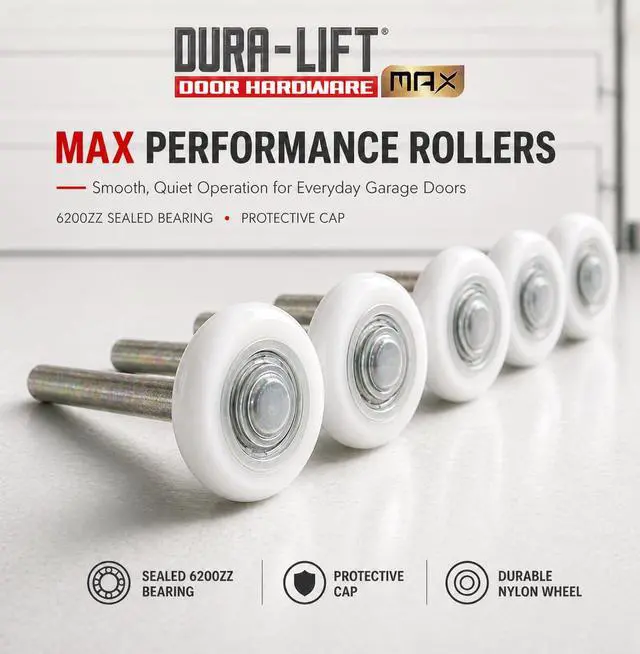 Alt view image 5 of 7 - Ultra-Life MAX 2" Sealed 6200ZZ Bearing Nylon Garage Door Roller, 4" Stem, Pack of 10