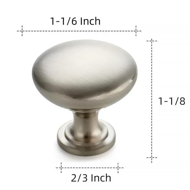 Alt view image 3 of 7 - Brushed Nickel Round Zinc Cabinet Knobs,1-1/6 Inch,30 Pack | Solid Zinc Alloy, Single Hole, Screws Included, Drawer Pulls, Smooth Touch, for Kitchen Bathroom Closet Dresser Cabinets