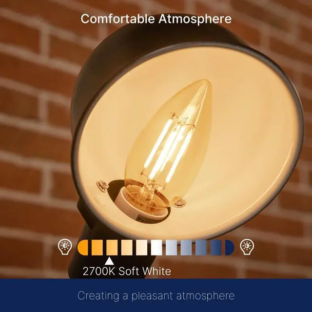 Alt view image 5 of 7 - Dimmable Candelabra Light Bulbs 60W Equivalent E26 Base, B11 LED Chandelier Candle, 2700K Soft White, 6 Pack