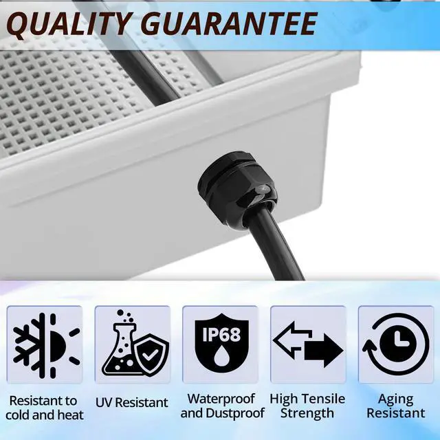 Alt view image 5 of 7 - Cord Grip NPT Cable Glands Kit for Electrical Waterproof Box | Black 50pcs, 1/4 3/8 1/2 3/4 1 1-1/4, Waterproof Nylon Strain Relief Connector, Junction Case Connector With Gaskets