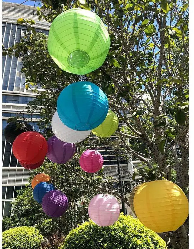 Alt view image 6 of 7 - White Paper Lanterns 10Pcs 4/6/8/10/12 Inch Round Chinese Lamp | Paper lanterns party decorations,Chinese/Japanese Paper Lanterns,Birthday,Wedding,Christmas,Bridal Home decorative outdoor