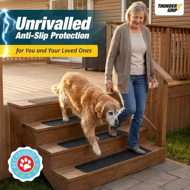 Alt view image 6 of 6 - Outdoor Stair Treads Non-Slip 30" x 6" 12-Pack Waterproof 80-Grit Grip Tape | Weather Resistant Exterior Grip Tape for Wooden Steps, Non Slip Stair Treads for Outdoor, Anti Skid Strips by