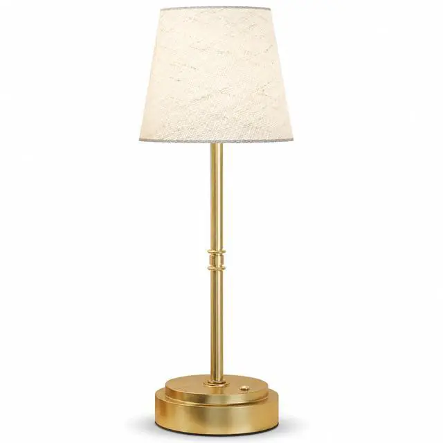 Main image of Rechargeable Cordless Table Lamp, Nightstand to End Table,Gold,1 Pack | 6000mAh Battery Operated, 16-Inch Antique Brass Aesthetic, For Kitchen Counter, Bathroom Vanity and Dining Room