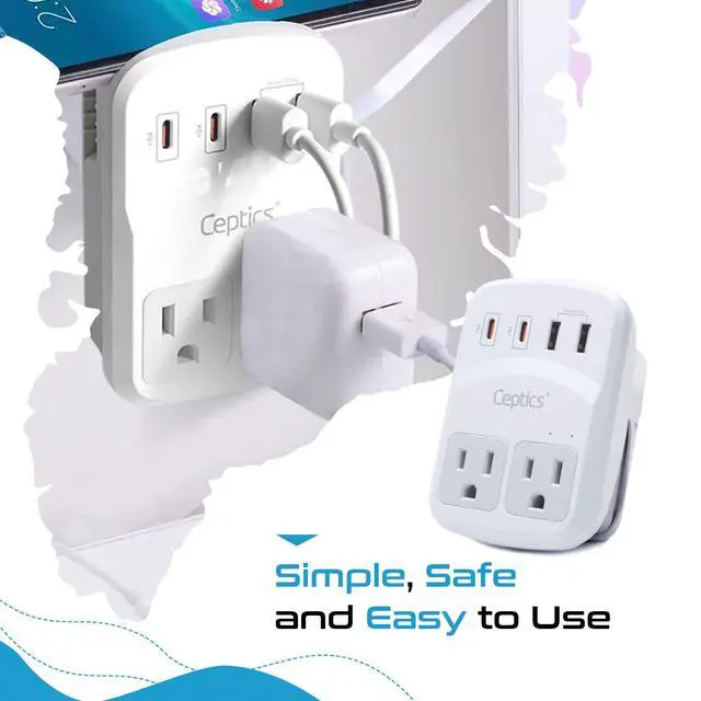 Alt view image 6 of 7 - World Travel Adapter Kit 2 USB-A, USB-C US Outlets, 20W/QC 18W Power Delivery, Surge Protection, SWADAPT Compatible for Europe, UK, China, Australia, Japan Perfect Laptop (WPS-5B)