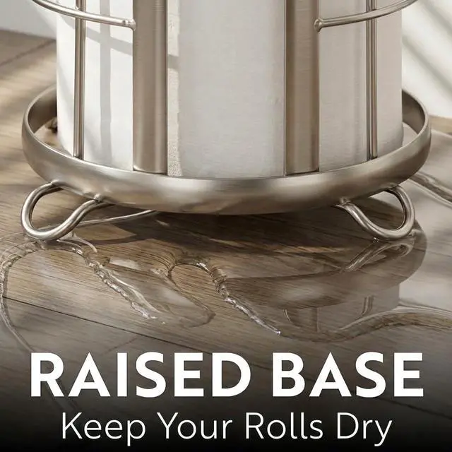 Alt view image 3 of 6 - Toilet Paper Holder Stand Reserve - Free Standing Toilet Paper Stand with Storage that Holds Mega Rolls, Standing Bathroom Tissue Organizer, Bathroom Decor - Modern Storage Holder, Nickel