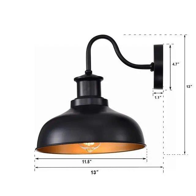 Alt view image 2 of 7 - Outdoor Barn Light Outdoor Wall Sconce Farmhouse Rustic Exterior Wall Mount Lights Vintage Outside Lighting Fixture Industrial Black Lantern Works with Gooseneck Barn Porch Entryway Garage Shed