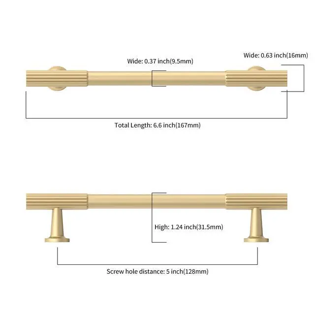 Alt view image 2 of 7 - 10 Pack 5 Inch(128mm) Brushed Gold Cabinet pulls Kitchen Cabinet Handles, Cabinet Pulls Kitchen Cabinet Hardware for Cupboard Drawer Pulls