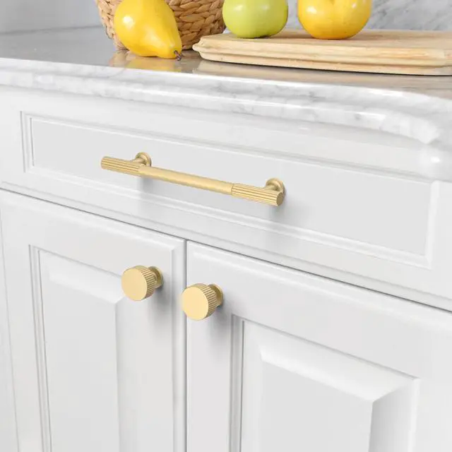 Alt view image 3 of 7 - 10 Pack 5 Inch(128mm) Brushed Gold Cabinet pulls Kitchen Cabinet Handles, Cabinet Pulls Kitchen Cabinet Hardware for Cupboard Drawer Pulls