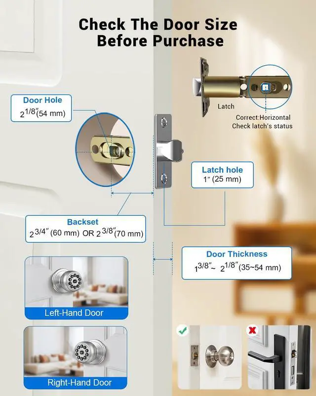 Alt view image 3 of 7 - Smart Door Knob with Keypad, Keyless Entry Door Lock with Code, APP | Door Locks for Bedrooms with Key, Auto-Lock, Easy-Install, Digital Door Lock for Front Door, Office, Garage, Indoor, Outdoor