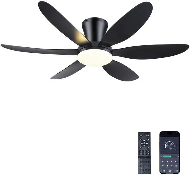 Main image of Ceiling Fans with Lights,42" Low Profile Ceiling FanBlack | Ceiling Fan with Light and Remote Control,Flush Mount, Reversible, Dimmable, Noiseless, Black Ceiling Fan for Bedroom