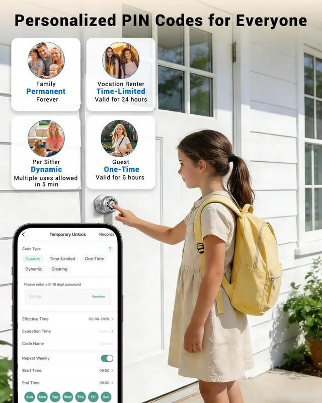 Alt view image 5 of 7 - Smart Door Knob with Keypad, Keyless Entry Door Lock with Code, APP | Door Locks for Bedrooms with Key, Auto-Lock, Easy-Install, Digital Door Lock for Front Door, Office, Garage, Indoor, Outdoor