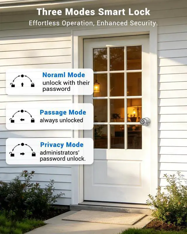 Alt view image 6 of 7 - Smart Door Knob with Keypad, Keyless Entry Door Lock with Code, APP | Door Locks for Bedrooms with Key, Auto-Lock, Easy-Install, Digital Door Lock for Front Door, Office, Garage, Indoor, Outdoor