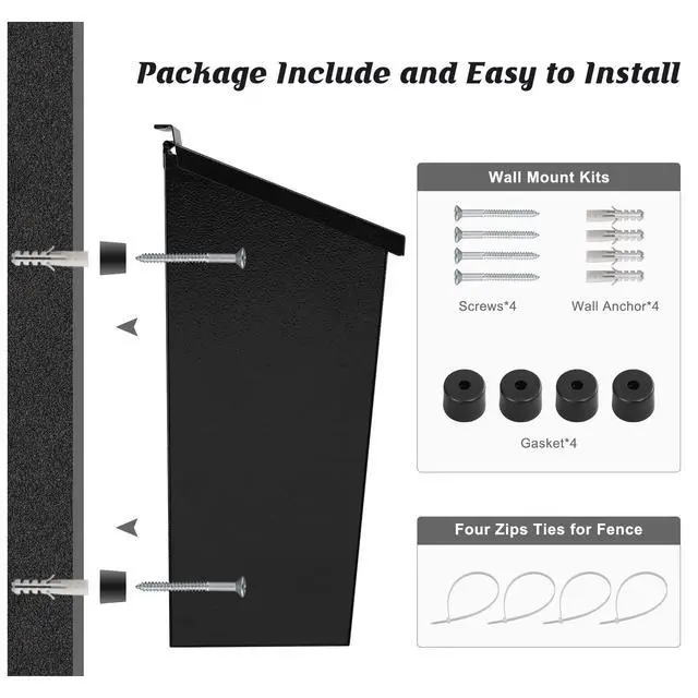 Alt view image 7 of 7 - Wall-Mount Mailbox for House, Large Capacity Mail Box, Galvanized Steel Rust-Proof Metal Post Box, Mailboxes for Outside,15.7"x9.9"x4.9" Black