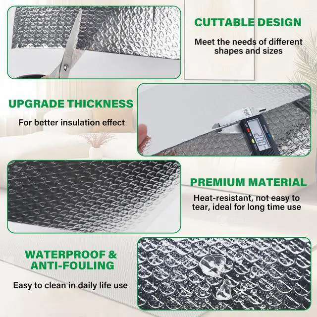 Alt view image 2 of 7 - 48IN x 10FT Window Insulation Roll, Reflective Window Heat Blocker | RV Car Window Insulation, for Garage Door Basement Windows, for Winter & Summer