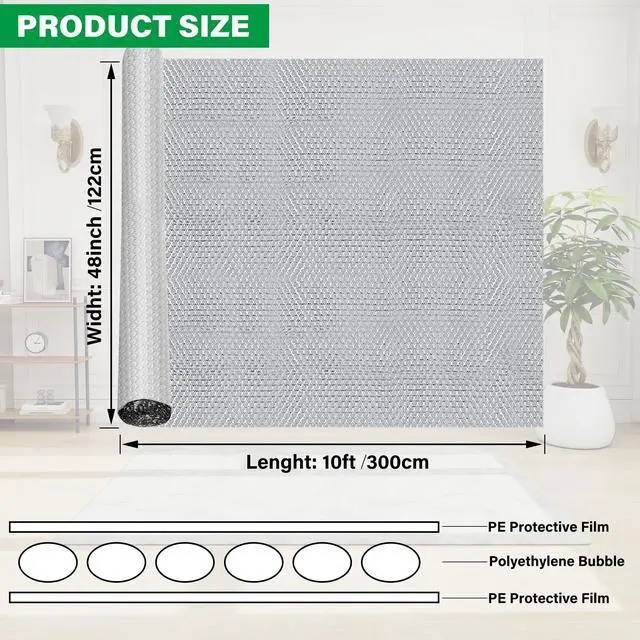 Alt view image 3 of 7 - 48IN x 10FT Window Insulation Roll, Reflective Window Heat Blocker | RV Car Window Insulation, for Garage Door Basement Windows, for Winter & Summer