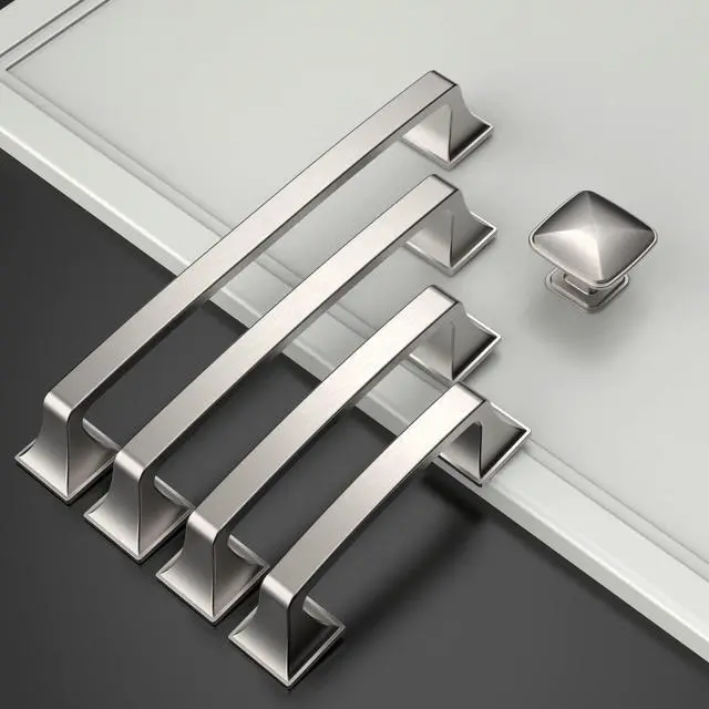 Alt view image 2 of 7 - 15 Pack Kitchen Cabinet Handles 5 Inch(128mm) Hole Centers, Brushed Satin Nickel Handles for Kitchen Cabinet Hardware, Cabinet Pulls for Bathroom Dresser Drawer Handles ZH0002