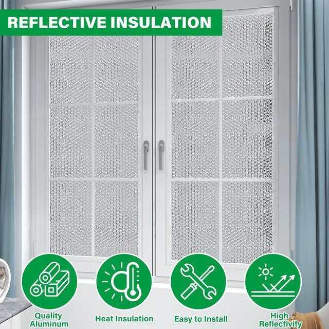 Alt view image 7 of 7 - 48IN x 10FT Window Insulation Roll, Reflective Window Heat Blocker | RV Car Window Insulation, for Garage Door Basement Windows, for Winter & Summer