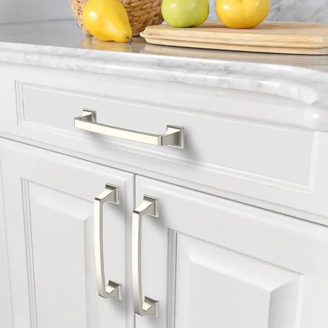 Alt view image 4 of 7 - 15 Pack Kitchen Cabinet Handles 5 Inch(128mm) Hole Centers, Brushed Satin Nickel Handles for Kitchen Cabinet Hardware, Cabinet Pulls for Bathroom Dresser Drawer Handles ZH0002
