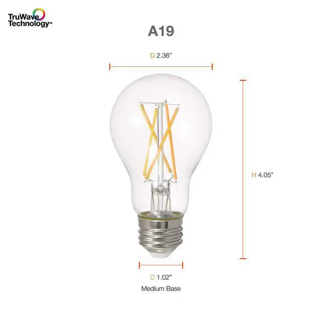 Alt view image 7 of 7 - Sylvania Led Truwave Natural Series Light Bulb, 60W Equivalent, Efficient 8W A19, Medium Base, Dimmable, 800 Lumens, 2700K, Soft White, Clear - 6 Pack (40806)