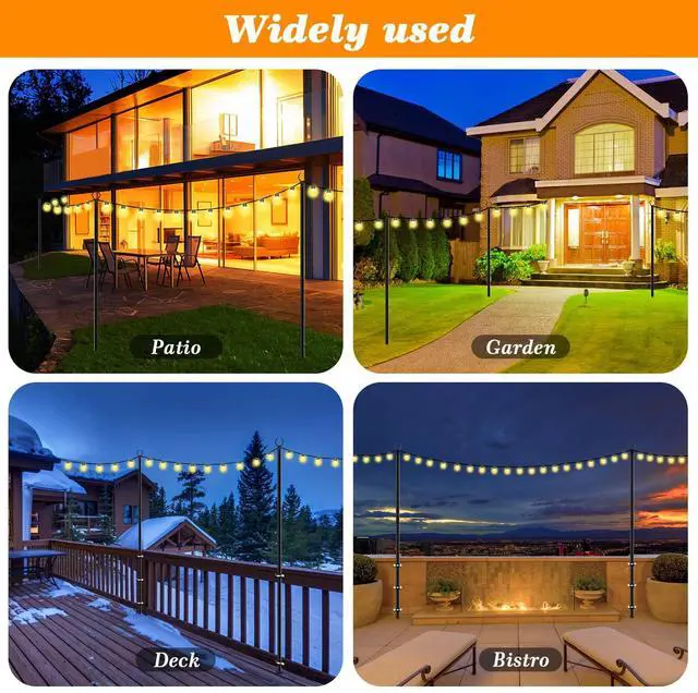 Alt view image 3 of 7 - 2 Pack String Light Poles,10 Ft Light Poles for Outside String Lights,Outdoor Lights Pole with Fork,Metal Poles Stand for Patio Deck Backyard (10FT 2 Pack)
